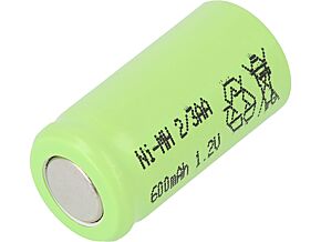 Akumulator Ni-MH 2/3AA 1,2V 600mAh fi13,9x28,1mm JJJ niski + Akumulator Ni-MH 2/3AA 1,2V 600mAh fi13,9x28,1mm JJJ niski +