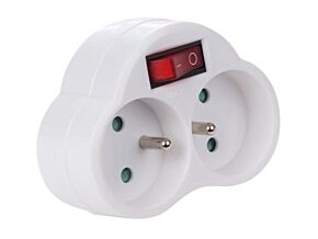 2-gniazdkowa przejściówka 230VAC 16A z przełącznikiem 2-gniazdkowa przejściówka 230VAC 16A z przełącznikiem