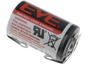 Bateria litowa 3,6V EVE 1/2AA,1/2R6 blaszki lutownicze fi14,5x25,4mm 1200mAh Bateria litowa 3,6V EVE 1/2AA,1/2R6 blaszki lutownicze fi14,5x25,4mm 1200mAh