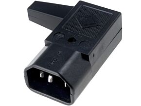 Wtyk IEC męski kątowy z poziomym wyprowadzeniem kabla Wtyk IEC męski kątowy z poziomym wyprowadzeniem kabla