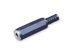 Wtyk żeński Jack 3,5mm stereo z osłoną kabla czarny Wtyk żeński Jack 3,5mm stereo z osłoną kabla czarny