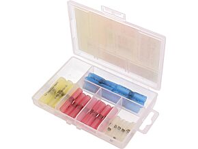 Zestaw: tulejki połączeniowe samolutujące; izolowana; 30szt. Zestaw: tulejki połączeniowe samolutujące; izolowana; 30szt.