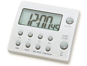 Minutnik 99h LCD z 4 pamięciami, budzikiem i zegarem Minutnik 99h LCD z 4 pamięciami, budzikiem i zegarem