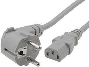 Kabel CEE 7/7 (E/F) wtyk kątowy / IEC C13 żeński 5m szary PVC Kabel CEE 7/7 (E/F) wtyk kątowy / IEC C13 żeński 5m szary PVC