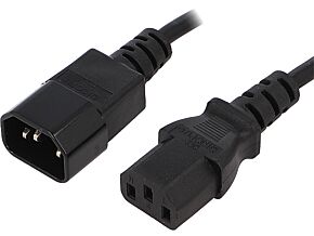 Kabel IEC C13 żeński / IEC C14 męski 1m czarny ESPE 3x0,75mm2 Kabel IEC C13 żeński / IEC C14 męski 1m czarny ESPE 3x0,75mm2