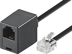 Kabel telefoniczny RJ11 gniazdo - RJ11 wtyk 6m czarny Kabel telefoniczny RJ11 gniazdo - RJ11 wtyk 6m czarny