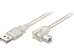 Kabel USB 2.0 GOOBAY USB A wtyk - USB B wtyk kątowy 2m przezroczysty Kabel USB 2.0 GOOBAY USB A wtyk - USB B wtyk kątowy 2m przezroczysty
