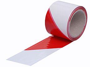 Taśma ostrzegawcza czerwono-biała 80mm/100m Taśma ostrzegawcza czerwono-biała 80mm/100m