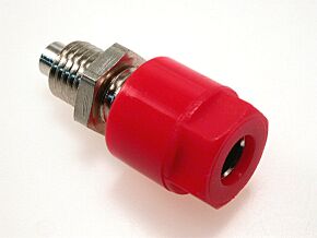 Gniazdo bananowe izolowane 4mm zacisk 16A czerwone Gniazdo bananowe izolowane 4mm zacisk 16A czerwone