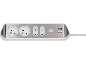 Listwa zasilająca narożna Brennenstuhl 2 gniazda, 2xUSB, biało-srebrna Listwa zasilająca narożna Brennenstuhl 2 gniazda, 2xUSB, biało-srebrna