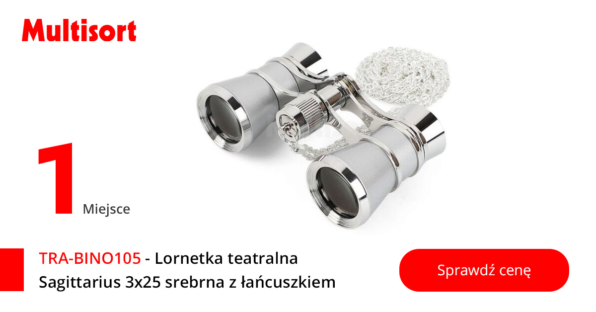 TRA-BINO105 - Lornetka teatralna Sagittarius 3x25 srebrna z łańcuszkiem